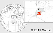 Blank Location Map of Ouarzazate, highlighted country, within the entire country