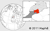 Blank Location Map of Ouarzazate, highlighted country, highlighted parent region