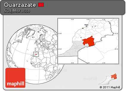 Blank Location Map of Ouarzazate, highlighted parent region