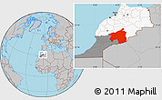 Gray Location Map of Ouarzazate, highlighted country, highlighted parent region