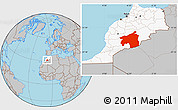 Gray Location Map of Ouarzazate, highlighted country