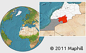 Satellite Location Map of Ouarzazate, highlighted country, highlighted parent region