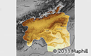 Physical Map of Ouarzazate, darken, desaturated