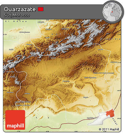 Physical Map of Ouarzazate