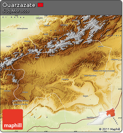 Physical Map of Ouarzazate