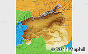 Physical Map of Ouarzazate, political outside