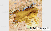 Physical Map of Ouarzazate, satellite outside