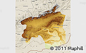 Physical Map of Ouarzazate, shaded relief outside