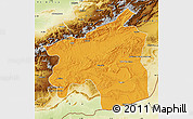 Political Map of Ouarzazate, physical outside