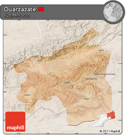 Satellite Map of Ouarzazate, lighten
