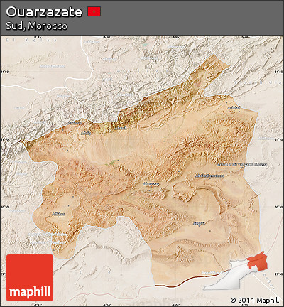 Satellite Map of Ouarzazate, lighten