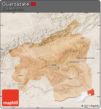 Satellite Map of Ouarzazate, lighten