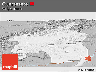 Gray Panoramic Map of Ouarzazate