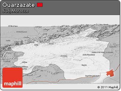 Gray Panoramic Map of Ouarzazate