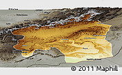 Physical Panoramic Map of Ouarzazate, darken, semi-desaturated