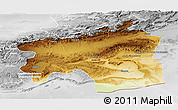 Physical Panoramic Map of Ouarzazate, lighten, desaturated