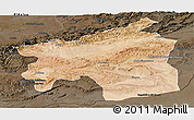 Satellite Panoramic Map of Ouarzazate, darken