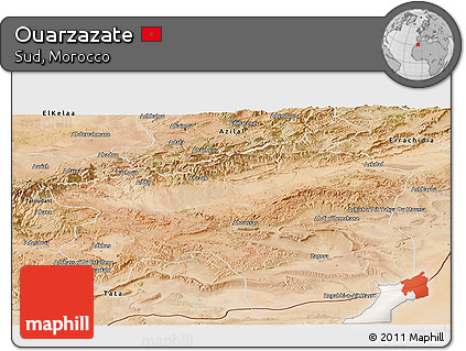 Satellite Panoramic Map of Ouarzazate