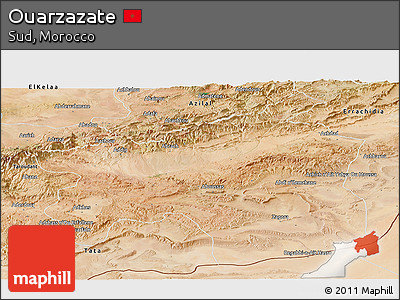 Satellite Panoramic Map of Ouarzazate