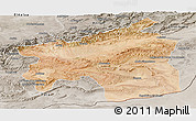 Satellite Panoramic Map of Ouarzazate, semi-desaturated