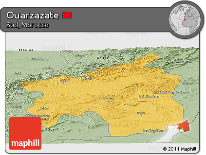 Savanna Style Panoramic Map of Ouarzazate