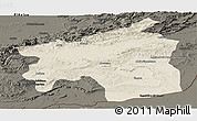 Shaded Relief Panoramic Map of Ouarzazate, darken