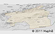 Shaded Relief Panoramic Map of Ouarzazate, desaturated