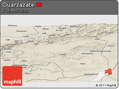 Shaded Relief Panoramic Map of Ouarzazate