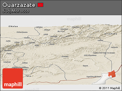 Shaded Relief Panoramic Map of Ouarzazate