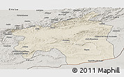 Shaded Relief Panoramic Map of Ouarzazate, semi-desaturated