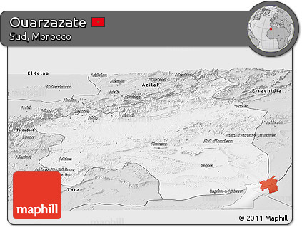 Silver Style Panoramic Map of Ouarzazate