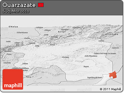 Silver Style Panoramic Map of Ouarzazate