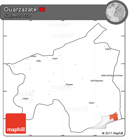 Blank Simple Map of Ouarzazate, cropped outside