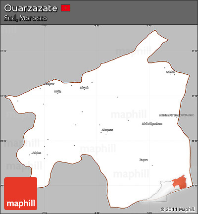 Gray Simple Map of Ouarzazate, cropped outside