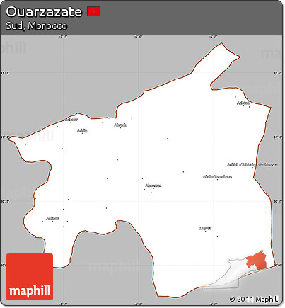 Gray Simple Map of Ouarzazate, cropped outside