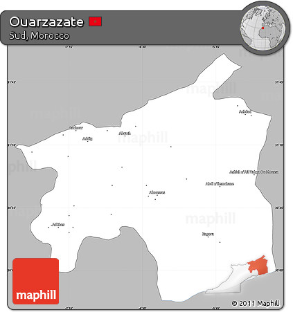 Gray Simple Map of Ouarzazate, single color outside