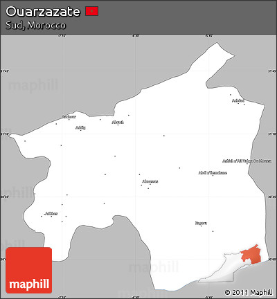 Gray Simple Map of Ouarzazate, single color outside