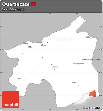 Gray Simple Map of Ouarzazate, single color outside