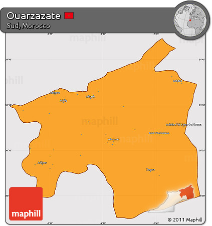 Political Simple Map of Ouarzazate, cropped outside