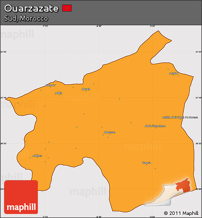 Political Simple Map of Ouarzazate, cropped outside