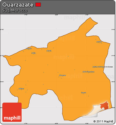 Political Simple Map of Ouarzazate, cropped outside