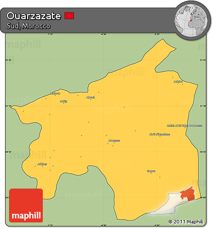 Savanna Style Simple Map of Ouarzazate, cropped outside