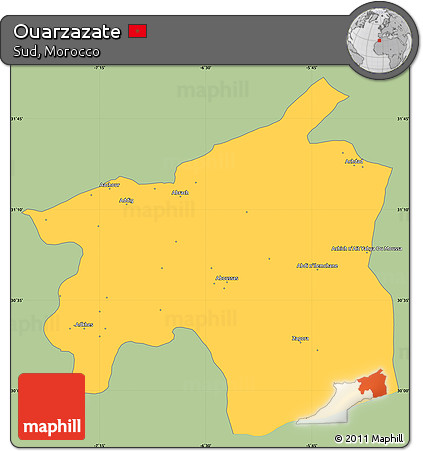 Savanna Style Simple Map of Ouarzazate, single color outside