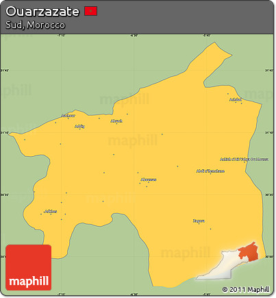 Savanna Style Simple Map of Ouarzazate, single color outside