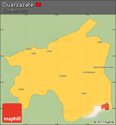 Savanna Style Simple Map of Ouarzazate, single color outside