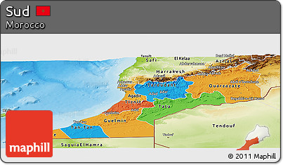 Political Panoramic Map of Sud, physical outside