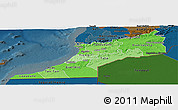 Political Shades Panoramic Map of Sud, darken