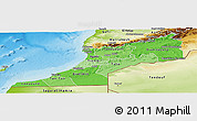Political Shades Panoramic Map of Sud, physical outside