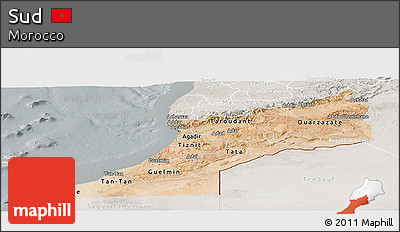 Satellite Panoramic Map of Sud, lighten, semi-desaturated