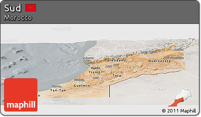 Satellite Panoramic Map of Sud, lighten, semi-desaturated